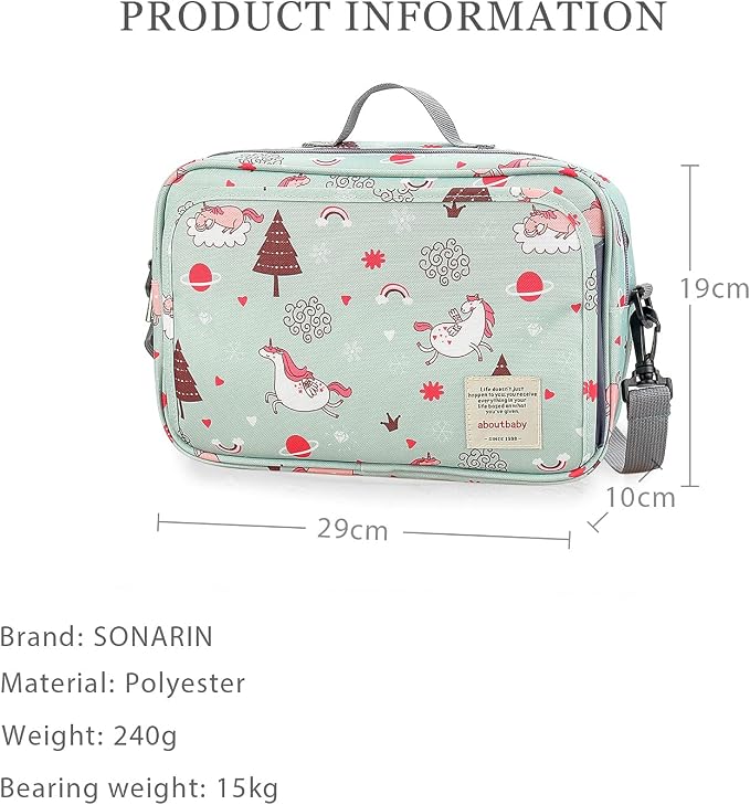SONARIN Pram Buggy Bag Organiser & Stroller Organiser,Large Stroller Storage with Deep Cup Holder,2 x Pram Hooks,Shoulder Strap Used as Carry-On Handbag,Universal Fit All Buggy Models(Green)