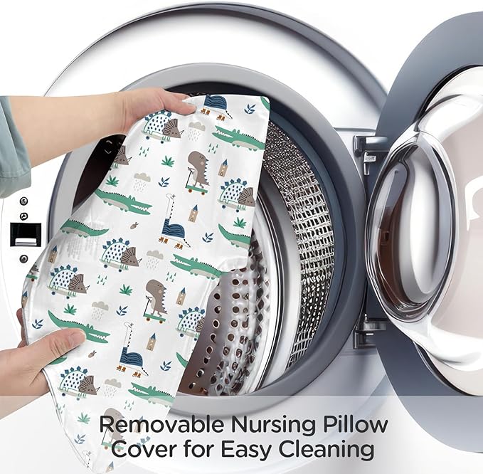 Little Grape Land Nursing Pillow, Upgraded Breastfeeding Pillow for Mom, Breastfeeding Bottle Feeding for 0??6 Months, Machine Washable Cover with Firm Breathable Filling for Tummy Time, Alligator
