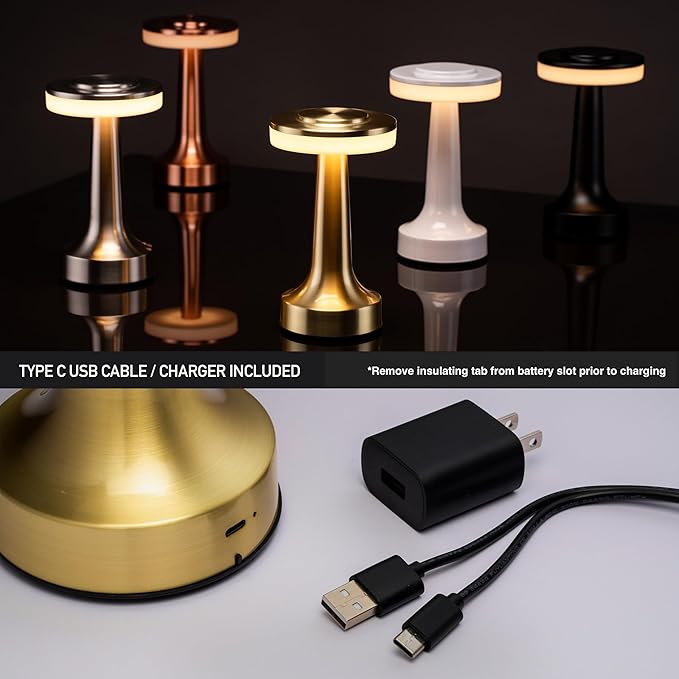 O?™Bright Portable LED Table Lamp with Touch Sensor, 3-Levels Brightness, Rechargeable Battery Up to 48 Hours Usage, Night Light for Kids Nursery, Nightstand Lamp, Bedside Lamp (Gold)