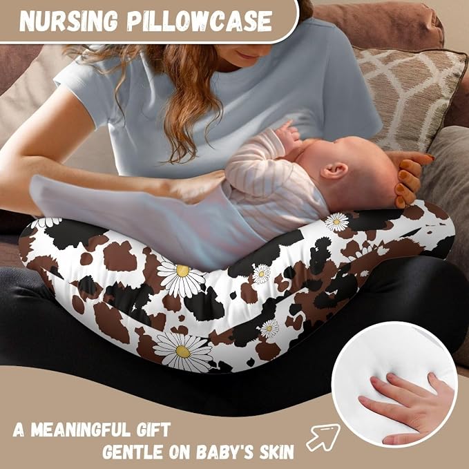 Cow Bottlefeeding Pillow Detachable Newborn Original Breastfeeding Slipcover Case Breathable Head Support Protector Cushion Essential with Hidden Zipper Propping Baby
