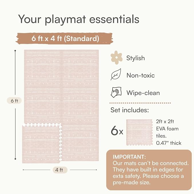 Lillefolk Baby Play Mat for Floor – 4x6ft Dusk | Soft Non Toxic Premium EVA Foam Tiles for Tummy Time, Crawling & Playroom – Waterproof Interlocking Floor Mat for Babies & Toddlers (6 Tiles)