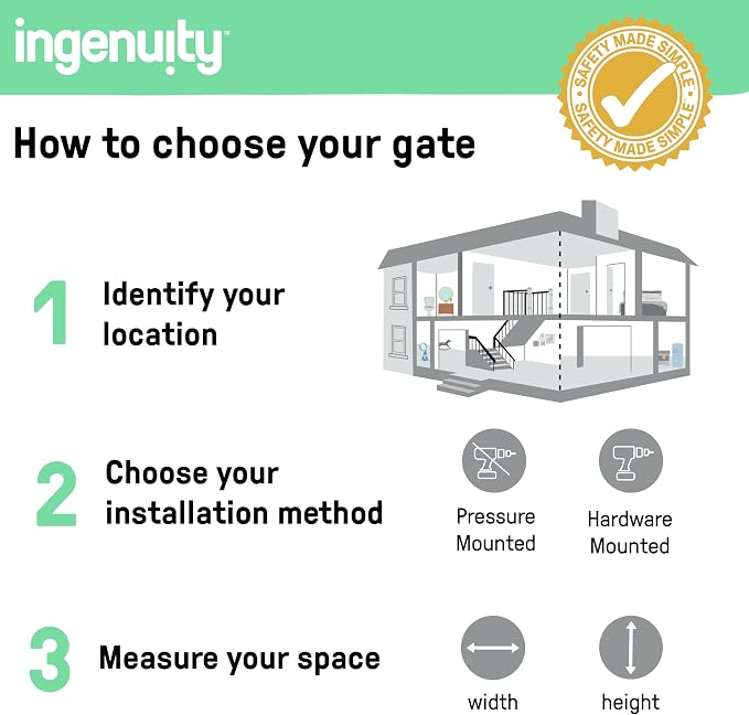 Ingenuity Decorative Panel Tall Baby Gate & Dog Gate, 28"-42" Wide, 30" Tall, Hardware or Pressure Mounted, Install on Top or Bottom of Stairs, Banister, or Doorway - Espresso