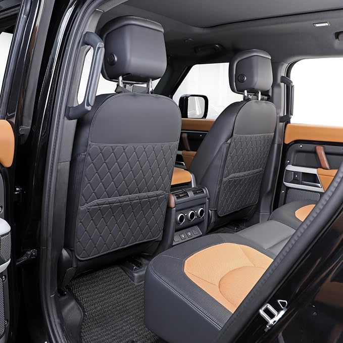 TAIKOO Seat Back Protector + Large Capacity Pocket Storage Organizer,Preventing The Impact of Children Stepping on The Seat Backrest (Style A-Black)