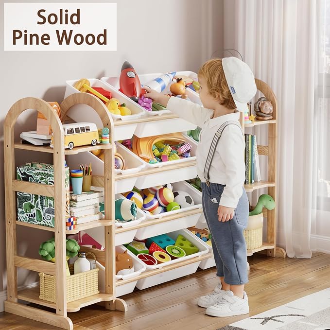 Kids Toy Storage Organizer - Toy Organizers and Storage with 6 Shelves and 12 Bins,Kids Toy Organizer for Playroom, Bedroom, Nursery, 53 Inches Wide