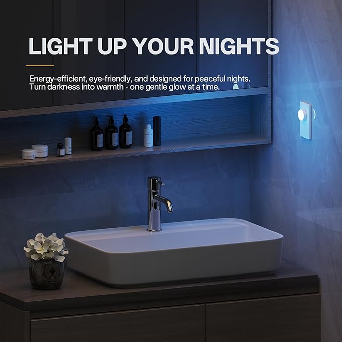 Mini Plug in Night Light, Dusk to Dawn Sensor, 4-Color, LED Toilet Night Lights, Dimmable Color Changing, for Kids Breastfeeding, Sleep Aid, Bedroom, Nursery, Hallway, 4Pack