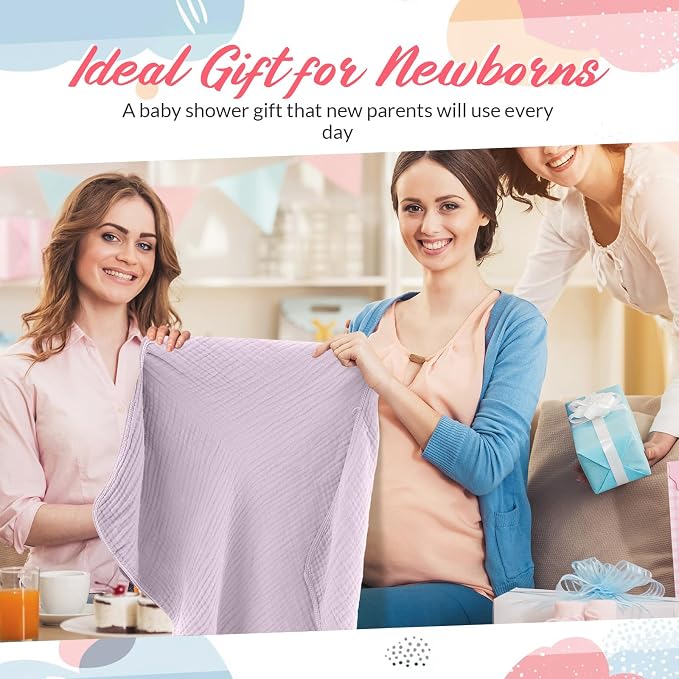 Hahafelt 6 Pcs Muslin Hooded Bath Towels Washcloths and Bibs Set, Muslin Cotton Baby Towels Absorbent Hooded Blanket Towel Infant Bibs for Boys Girls Newborn Infant Essential(Pink, Purple)