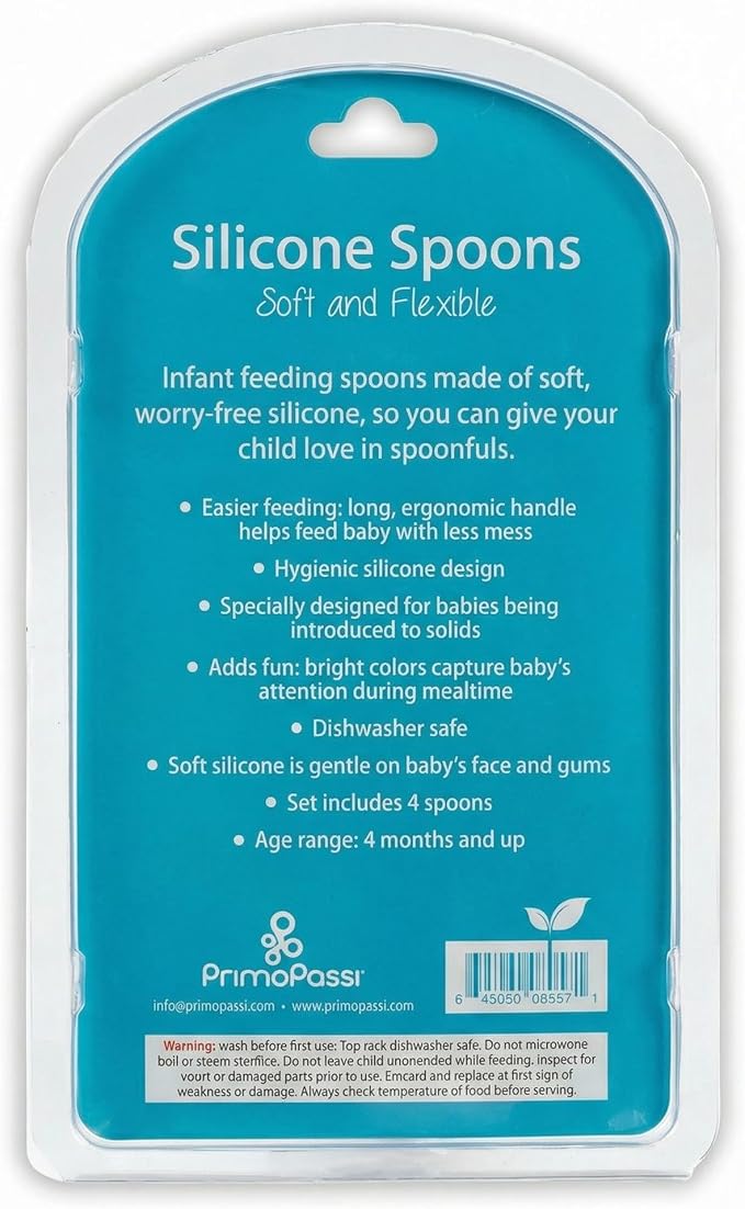 Primo Passi - Baby Infant Toddler Best Soft - Tip Silicone Feeding Spoons I First Stage Training I Gum Friendly 4 Pack Gift Set I Gift Idea for Girls and Boys I BPA Free Baby Utensils - (Girl&Yellow)