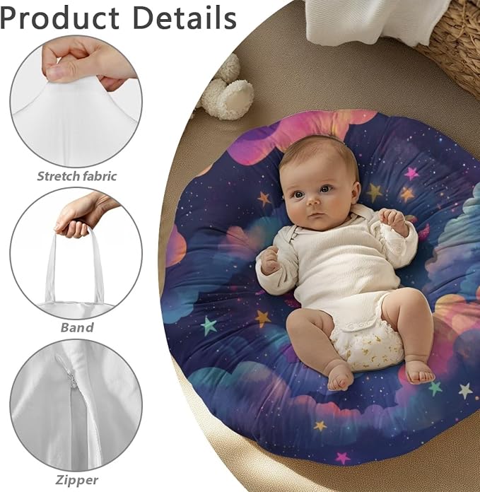 Rainbow Axolotl Nursing Pillow Cover Floral Neutral Breastfeeding Pillow Cover Fits 26in*24in Nursing Pillow for Baby Boy Girl,Neutral Baby Nursing Pillow Cover Pillow Not Included