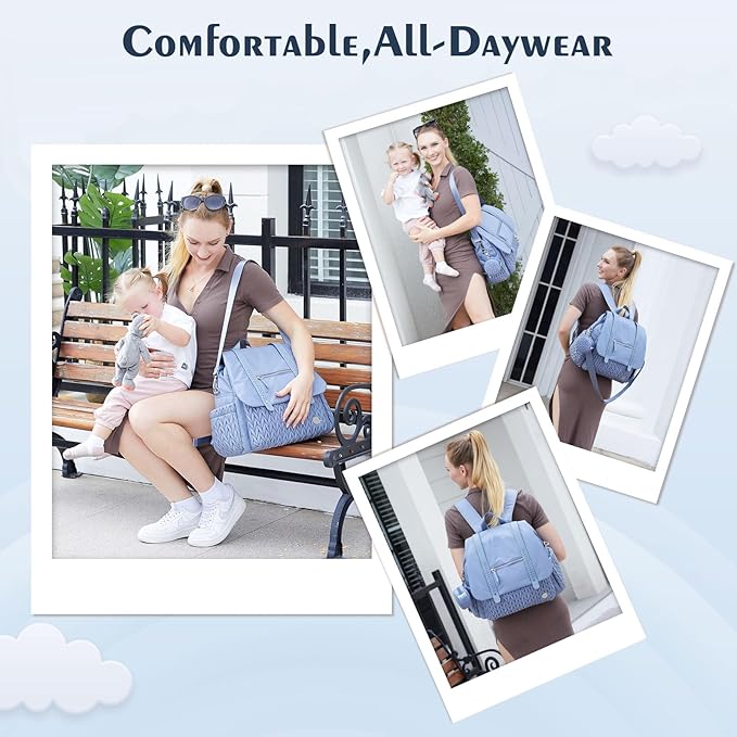 Diaper Bag BackPack Large Capacity Travel Mommy Bag Waterproof and Stylish with Changing Pad Baby Bag for Women and Girls