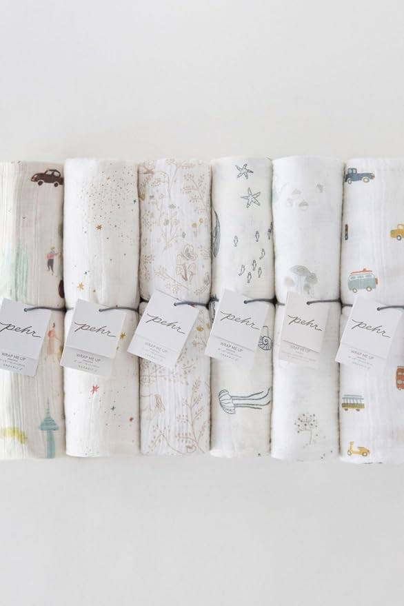 PEHR Muslin Cotton Swaddle, Celestial | Organic Baby Blanket | Ultra-Soft & Versatile | 47β x 47β