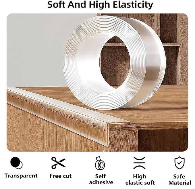 Baby Proofing Edge Protector for Kid Clear Edge Protector Strip Safety Corner Guards Child Proof Corner Bumper for Furniture 2" x 49.21' (thk: 1mm)