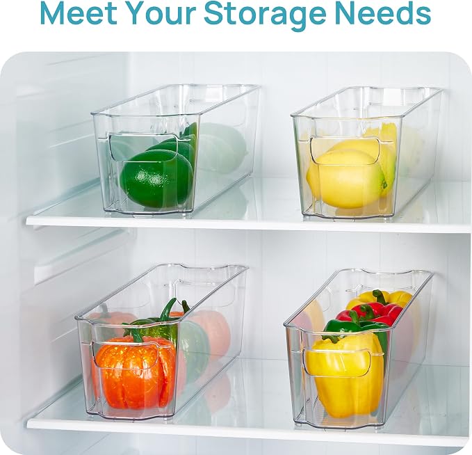 Vtopmart Breastmilk Storage Container 4PCS Set, Clear Freezer and Fridge Organizer Bins, Plastic Storage Bins for Breast Milk, Baby Pouches, Formula, Bottles and Yogurts, 4.3’’ Width, 14.7" Long