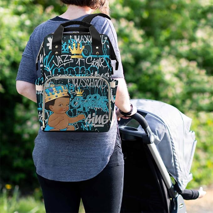M YESCUSTOM Custom Personalized Graffiti Diaper Bag Backpack with Name Waterproof Nappy Travel Daypack for Mom Gifts