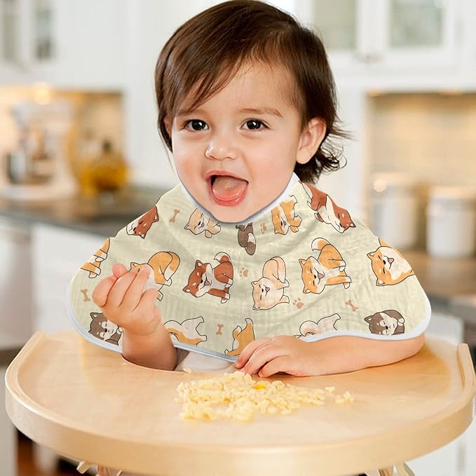Lovely Shiba Inu Dog Muslin Burp Cloths for Baby 2 Pack Soft 100% Cotton Baby Washcloths Bibs for Boy Girl