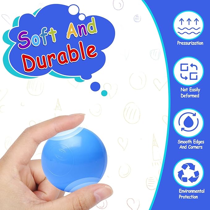 Vanland Ball Pit Balls for Baby and Toddler Phthalate Free BPA Free Crush Proof Plastic - Multicolored Pit Balls in Reusable Play Toys for Kids with Storage Bag