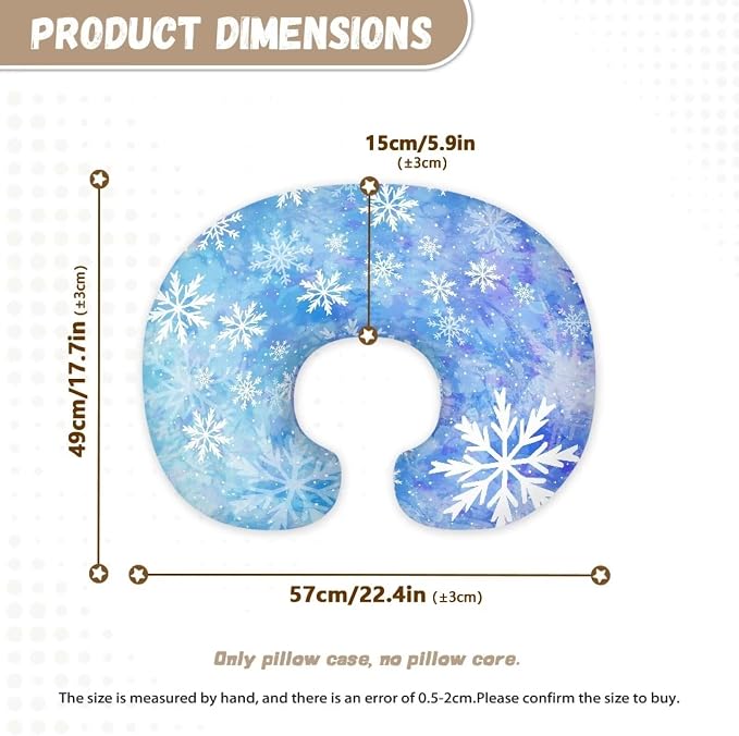 Snowflake Feeding Pillow Cover Washable & Breathable Nursing Pillow Slipcovers Breastfeeding Newborn Feeding Cushion Cover Practical Gift, Best Choice for Mom Cover Only