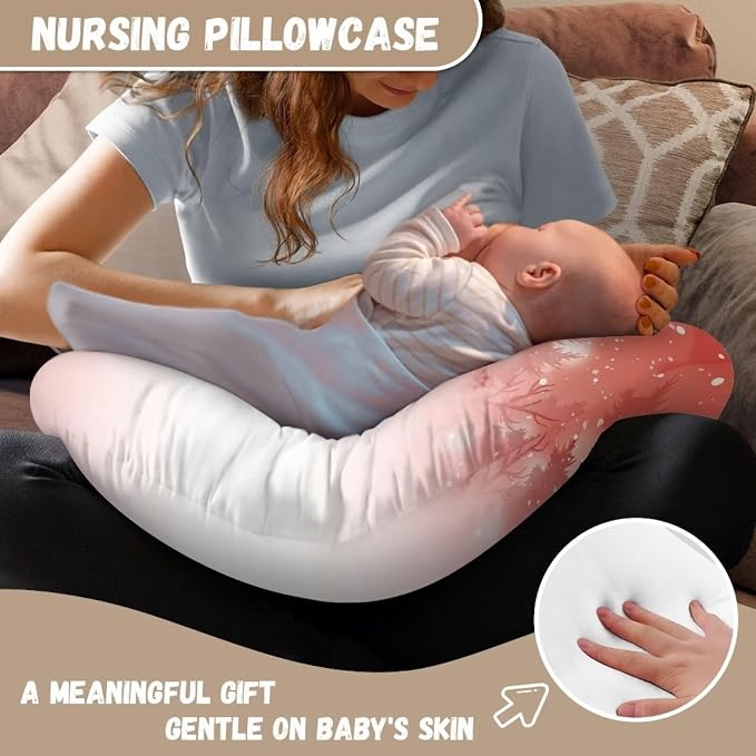 Christmas Snowmen Breast Feeding Pillow Support Cover Durable Comfortable Bottle Feeding Pillowcase with Hidden Zipper for Boys and Girls Gifts