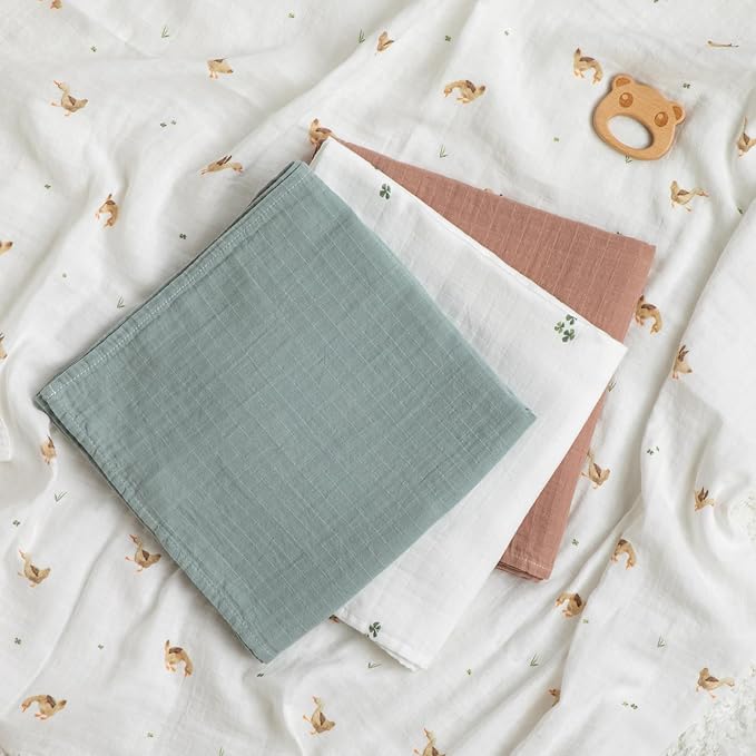 POMISO Muslin Swaddle Blankets for Boys & Girls, Newborn Receiving Blankets, 4 Pack Soft Breathable Baby Swaddles, Large 47x47 Inches, Adorable Ducklings