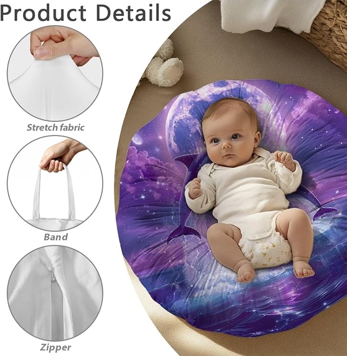 Purple Dolphin Nursing Pillow Cover for Breastfeeding Pillows Breastfeeding Pillow Slipcovers for Baby Boys & Girls Ultra Soft Infant Nursing Pillowcase for Newborn