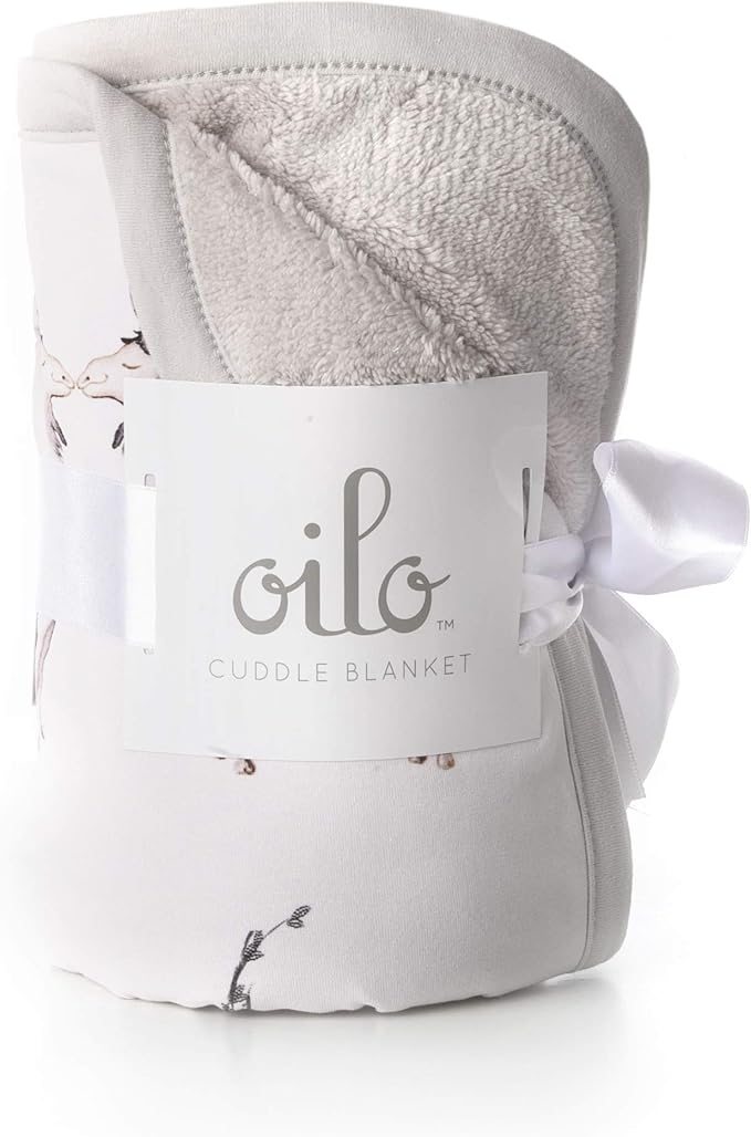 Oilo Baby Blanket, Luxury Soft Plush Chenille Backing & Organic Cotton Jersey Print, Double Layered, 30" x 40", Rolled Jersey Edge Trim, Machine Washable, Perfect for Infant or Toddlers, Llama