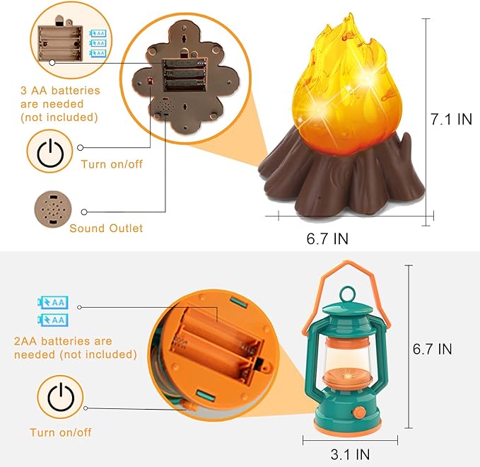 Mitcien Kids Camping Gear Set with Play Tent, Pretend Campfire, Fruits, Marshmallow, Camping Toys for Toddlers, Boys & Girls - Indoor & Outdoor Explore & Adventure
