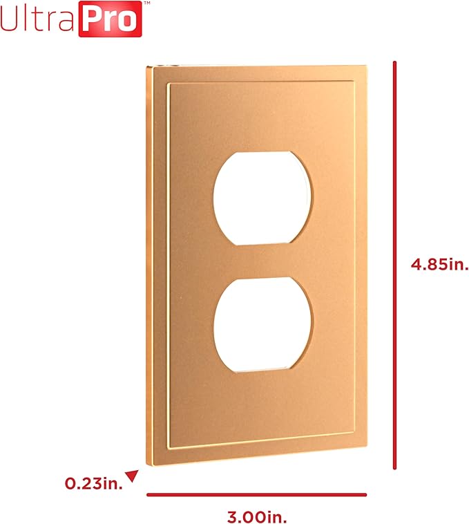 UltraPro Screwless Duplex Receptacle Wallplate, 1-Gang ??Modern Snap-On Cover, Child-Safe, Durable Polycarbonate, Easy DIY Installation ??Brushed Bronze ??85748