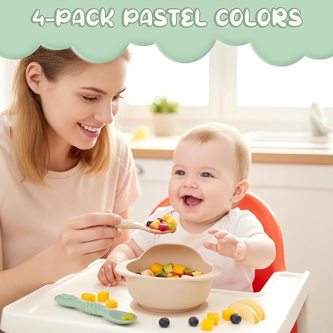Silicone Baby Spoons self feeding 6 months, infant feeding spoons bpa free, self feeding spoons for babies 6-12 months, gootensils, baby self feeding spoon.