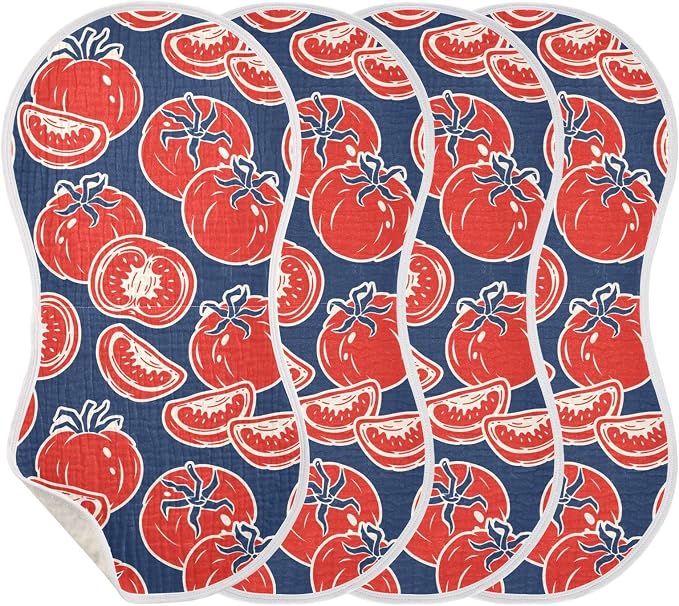 vvfelixl Baby Burp Cloths Slice Red Tomatoes Baby Newborn Cotton Burping Cloths Set Baby Washcloths 4 Pack