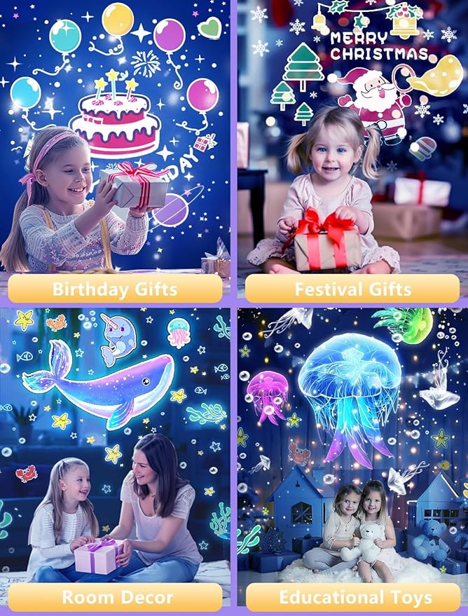 21 Sets of Films, Projector Night Light for Kids Bedroom, Ceiling, Kids Night Light Projector, Remote Control & Bluetooth Speaker, Rechargeable Music Timer Star Lamp for Girls, Birthday, Christmas