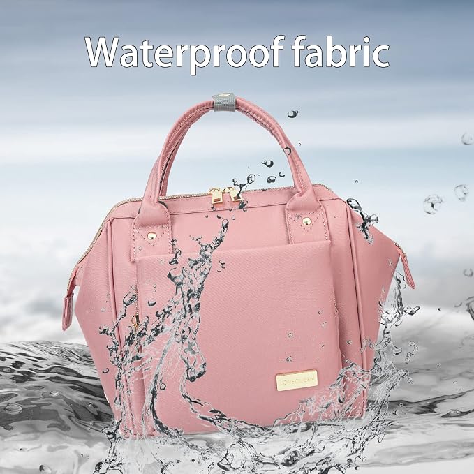 Lmbabter Baby Diaper Bag Nappy Backpack Waterproof Multi-Function Convertible Mini Smart Diaper Bag Backpack for Outdoor (Pink)