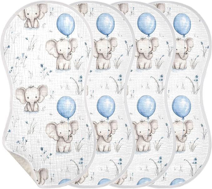 vvfelixl Watercolor Painting Elephant Burp Cloths for Baby Boy Girls Baby Washcloths Burp Rags 1 Pack