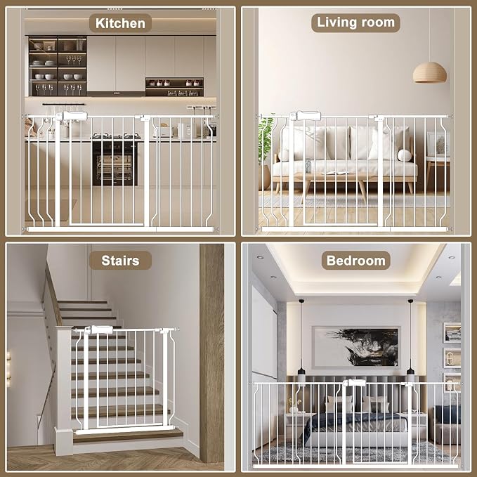 ALLAIBB Extra Wide Pressure Mount Baby Gate Auto Close Metal Child Dog Pet Safety Gates with Walk Through for Stairs,Doorways,Kitchen and Living Room (62.02-66.93"/158-170cm)