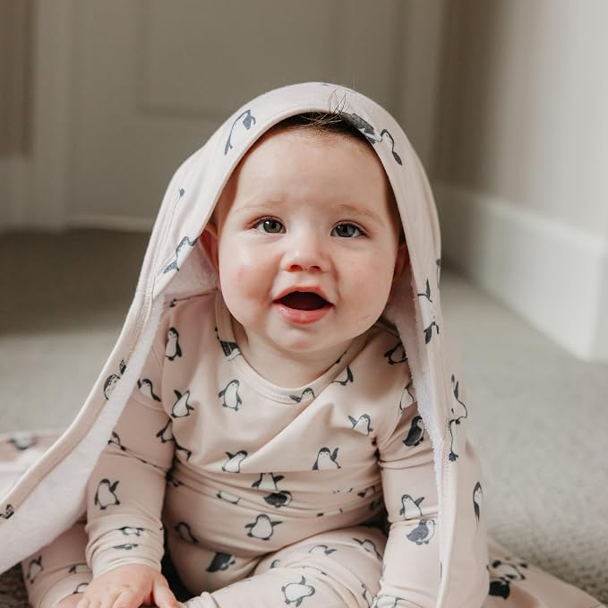 Copper Pearl Penguins Premium Knit Hooded Towel