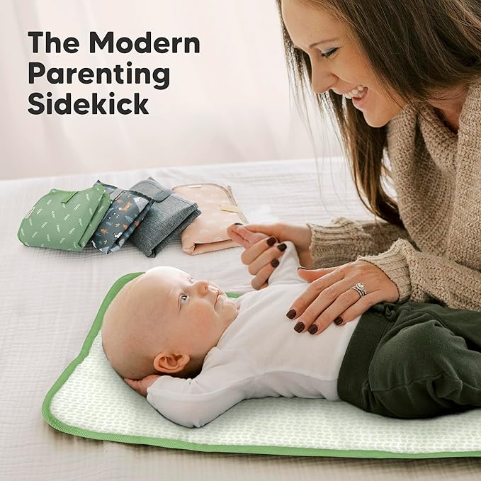 KeaBabies Portable Diaper Changing Pad, Easy Wipe Clean - Foldable Waterproof Baby Changing Mat for Diaper Bag, Compact, Lightweight, 25x13 Newborn, Infant, Baby Changer Travel Essential (Acacia)