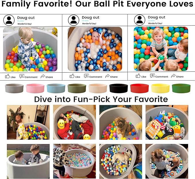 Zedachica Ball Pit for Toddlers 35.43''x11.81 Baby Ball Pits Soft Memory Foam Ball Pit Round Kids Ball Pit Indoor Game Kids Play Ball Pool Ideal Gift for Girls and Boys (Black, NO Balls)