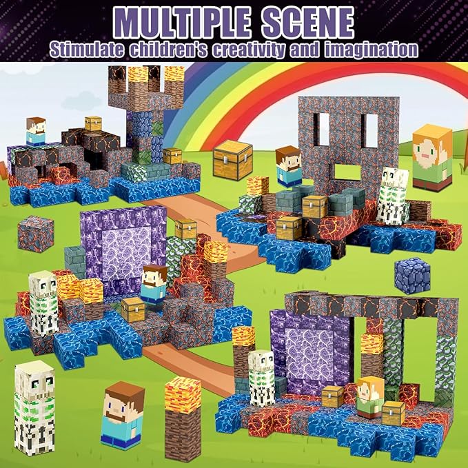 AIDYVOI 213pcs Magnetic Blocks, Magnetic Building Toys Set Sword for Boys Girls 3+,1 Inch Educational STEM Sensory Construction Toys Christmas Birthday Present