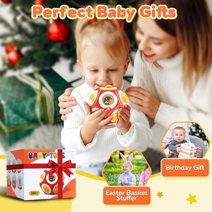 Chilvil Busy Cube Busy Board for 1 Year Old, Montessori Sensory Toys Airplane Car Travel Activities for 12-18 Month Boy Girl Gifts Valentine Day's Gifts for Baby Toddler Easter Basket Stuffer Gift