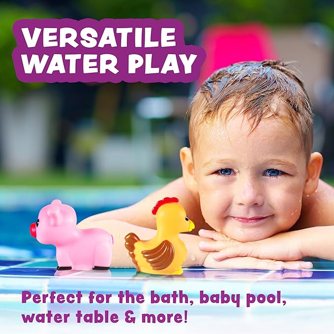 Tub Works® Barnyard??Mold Free Bath Toys, 6 Pack | Sealed, No Hole Bath Toys Design Keeps Moisture Out | Soft, Squeezable & Float on Water | Farm Animals Baby & Toddler Bathtub Toys | Baby Pool Toys