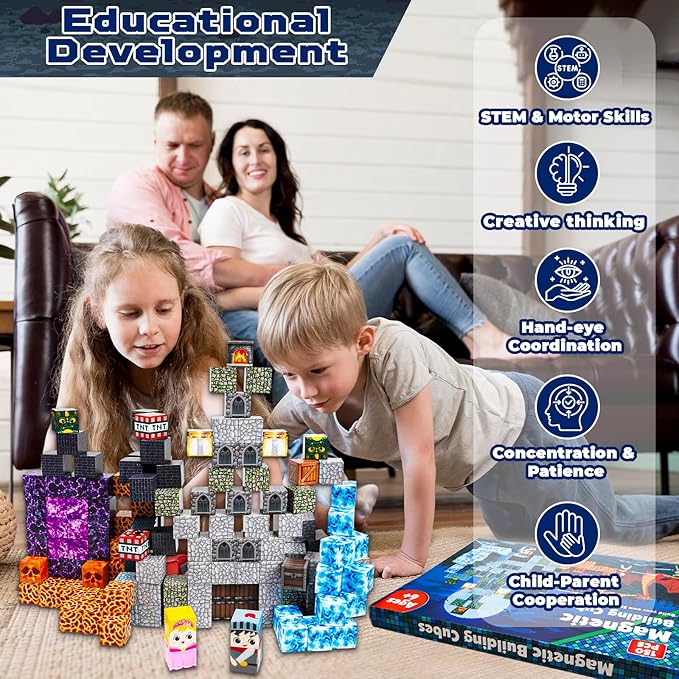 Goody King 150 PCS Magnetic Building Blocks,Dark Castle Set Magnetic Blocks,Magnetic Toys for Kids, Sensory Toy for STEM Learning Toys for Kids 3+ Boys and Girls Christmas Birthday Easter Gifts