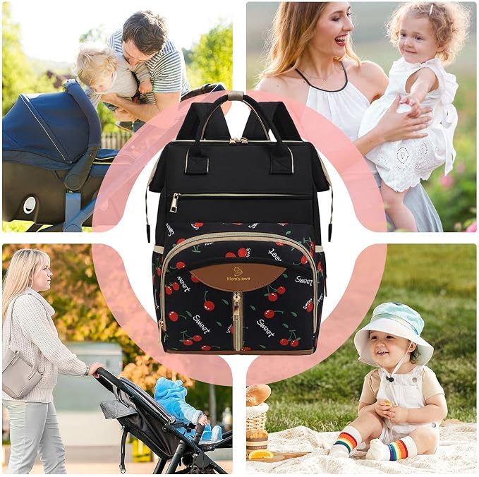 Diaper Bag Backpack, with Waterproof Design, 38x26x18cm, Maternity Nappy Tote, Multi-Pocket Daycare Bag, Spacious & Organized, for Daycare, Travel, Walks, Picnics