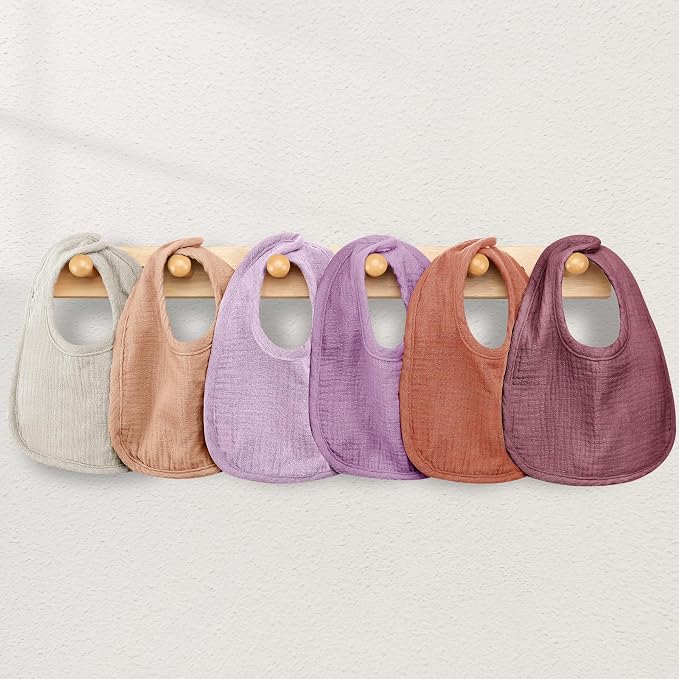 Muslin Baby Bibs for Unisex Boys Girls, Cotton Drool Bibs, Adjustable Newborn Bibs for Drooling and Teething