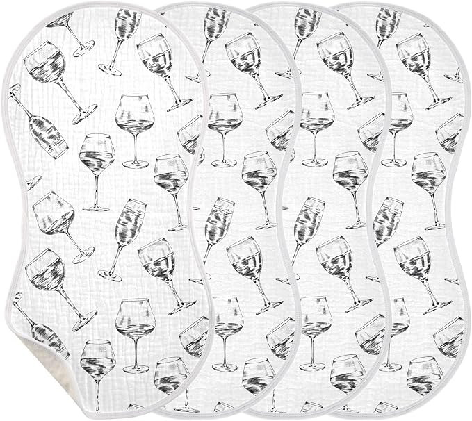 vvfelixl Muslin Burp Cloths Wine Champagne Glasses Drink Baby Washcloths for Baby Girl Boys 2 Pack