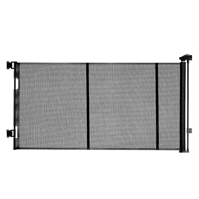 VEVOR Retractable Baby Gate, Extends to 122 inch Extra Wide, 31.3 inch Tall, with Reinforced Fiberglass Strips, Avoids Crawling Through, Mesh Dog Gate for Decks, Doorways, Garages, Indoor, Black