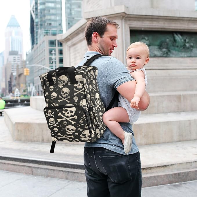 Vintage Skull Crossbones Diaper Bag Large Cap Gift Mom Dad
