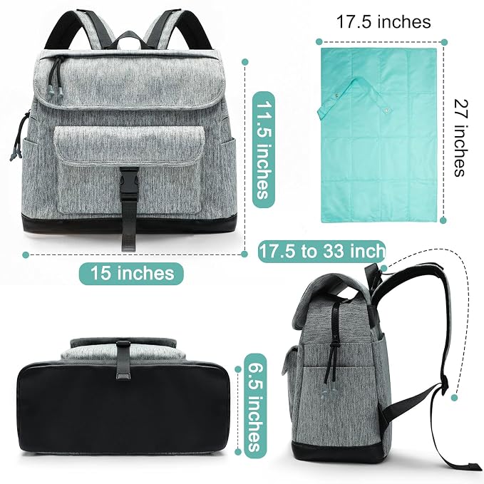 MOMINISDE Mini Diaper Bag Backpack, Small Diaper Bag, Mini Diaper Bag, Diaper Bag Organizers, 4 Insulated Pockets, Changing Pad, Stroller Straps