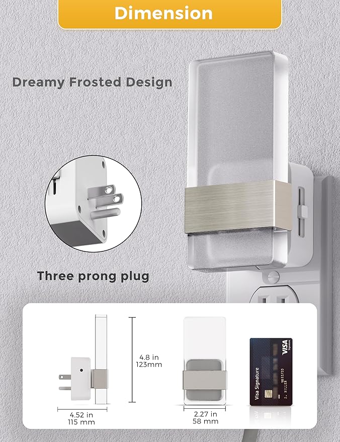 L LOHAS LED Night Light, Night Lights Plug Into Wall, Decorative Nightlight with Light Sensor, 0-100LM Dimmable Nightlights, Daylight Wall Sconce-Style Acrylic Nitelight for Bathroom, Hallway,Gift