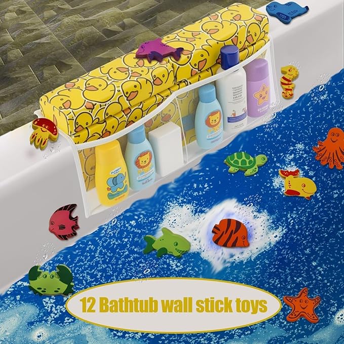 Bath Kneeler ?? Suction Cups & 2" Thicker Padding.Certified Bath Kneeling Pad for Bath Tub & 5 Bath Toy Organizer. Fast Dry Bath Kneeler and Elbow Rest Pad Set. Baby Bath Essentials by Supa Ant-Duck