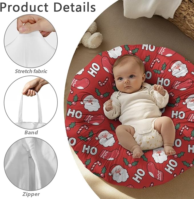 Santa Claus Boy Girl Gender Neutral Nursing Pillow Cover Baby Breastfeeding Slipcover Infant Newborn Nursery Bottle Pillowcase Feeding Cushion Cover (Pillow NOT Included)