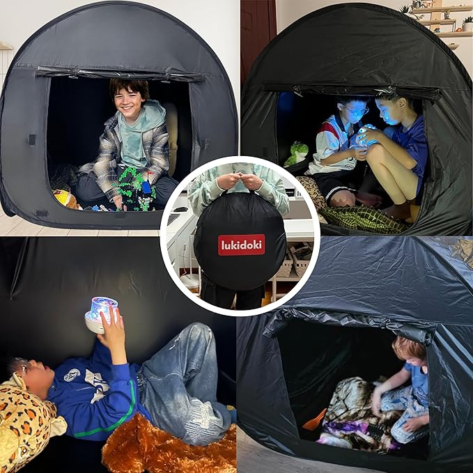 Sensory Tent for Kids with Autism - CPC Certification Sensory Calm Corner Helps ADHD, SPD Children Relax, Reduce Anxiety - Portable Pop-up Blackout Hideout Play Tent Toys Add Windows