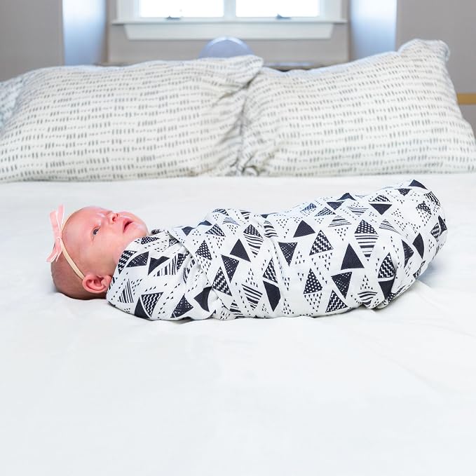 Tiny Twinkle Kaffle Swaddle Blanket 2-Pack - Soft and Silky Baby Blanket to Wrap and Swaddle Newborns, Sized 47 x 47(Black, White)